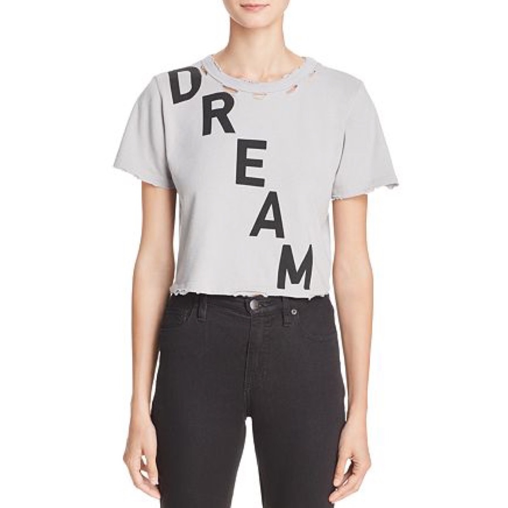 DAYDREAMER Women's Dream On Distressed Cropped T